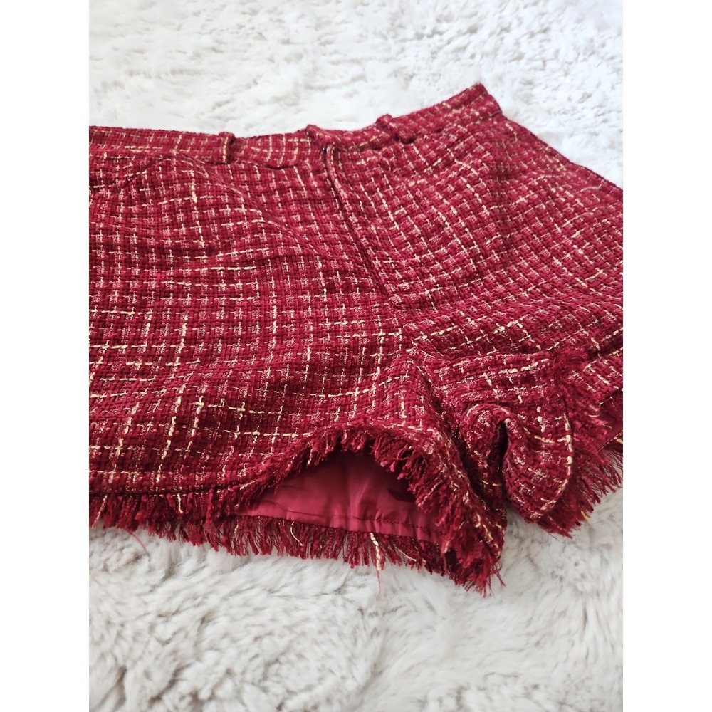 NWT Glam LA Garnet Gold Tweed High Waisted Shorts L